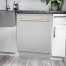 ZLINE Autograph Edition 4-Piece Appliance Package - 30-Inch Gas Range, Refrigerator, Wall Mounted Range Hood, & 24-Inch Tall Tub Dishwasher in Stainless Steel with Gold Trim (4KAPR-SGRRHDWM30-G)