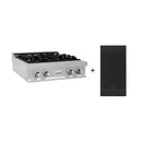 ZLINE 30-Inch Porcelain Gas Stovetop in Fingerprint Resistant Stainless Steel with 4 Gas Brass Burners and Griddle (RTS-BR-GR-30)