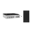 ZLINE 36-Inch Porcelain Gas Stovetop in Fingerprint Resistant Stainless Steel with 6 Gas Brass Burners and Griddle (RTS-BR-GR-36)