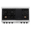 ZLINE Autograph Edition 48-Inch Porcelain Rangetop with 7 Gas Burners in Satin Stainless Steel and Matte Black Accents (RTSZ-48-MB)