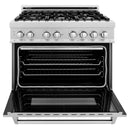 ZLINE 36-inch Legacy Series Dual Fuel Range with Gas Cooktop, Griddle and 4.6 Cu. Ft. Electric Oven in Fingerprint Resistant Satin Stainless Steel (RAS-SN-GR-36)