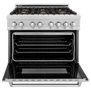 ZLINE 36-inch Legacy Series Dual Fuel Range with Gas Brass Burner Cooktop, Griddle and 4.6 Cu. Ft. Electric Oven in Fingerprint Resistant Satin Stainless Steel (RAS-SN-BR-GR-36)