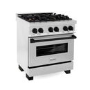 ZLINE Legacy Series Autograph Edition 30-inch Dual Fuel Range with Gas Stove and 4.0 Cu. Ft. Electric Oven in Fingerprint Resistant Satin Stainless Steel with Matte Black Accents (RASZ-SN-30-MB)
