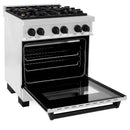 ZLINE Legacy Series Autograph Edition 30-inch Dual Fuel Range with Gas Stove and 4.0 Cu. Ft. Electric Oven in Fingerprint Resistant Satin Stainless Steel with Matte Black Accents (RASZ-SN-30-MB)