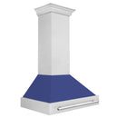 ZLINE 36-Inch Wall Mount Range Hood in Satin Stainless Steel with Blue Matte Shell (8654SNX-BM-36)