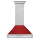 ZLINE 36-Inch Wall Mount Range Hood in Satin Stainless Steel with Red Matte Shell (8654SNX-RM-36)