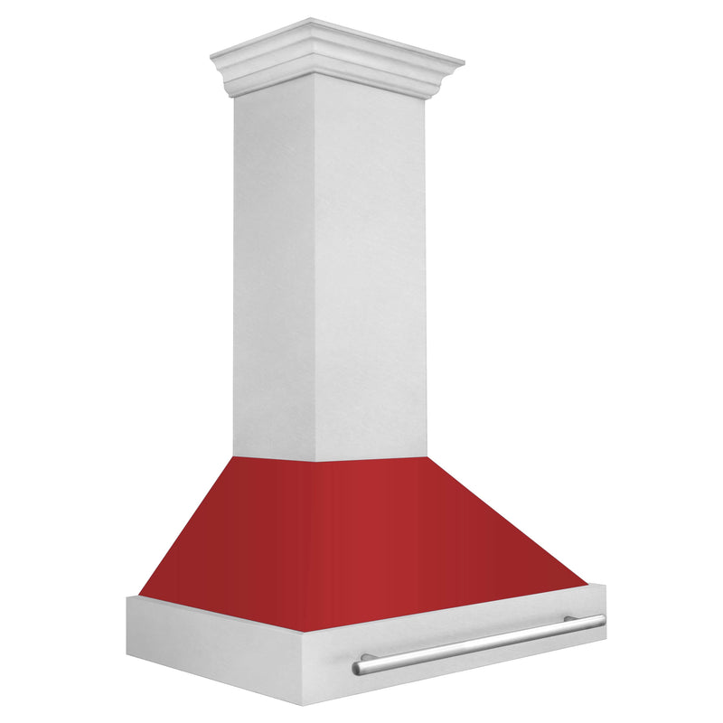 ZLINE 36-Inch Wall Mount Range Hood in DuraSnow Stainless Steel with Red Matte Shell (8654SNX-RM-36)