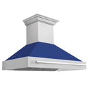 ZLINE 48-Inch Wall Mount Range Hood in Satin Stainless Steel with Blue Matte Shell (8654SNX-BM-48)