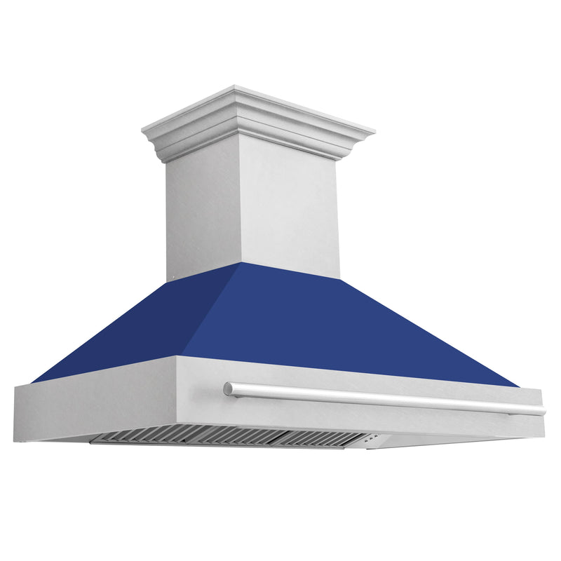 ZLINE 48-Inch Wall Mount Range Hood in DuraSnow Stainless with Blue Matte Shell (8654SNX-BM-48)