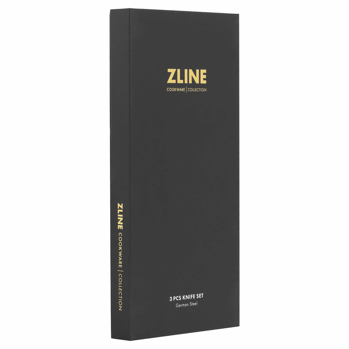 ZLINE 3 pcs knife set box, black with gold logo and German steel text