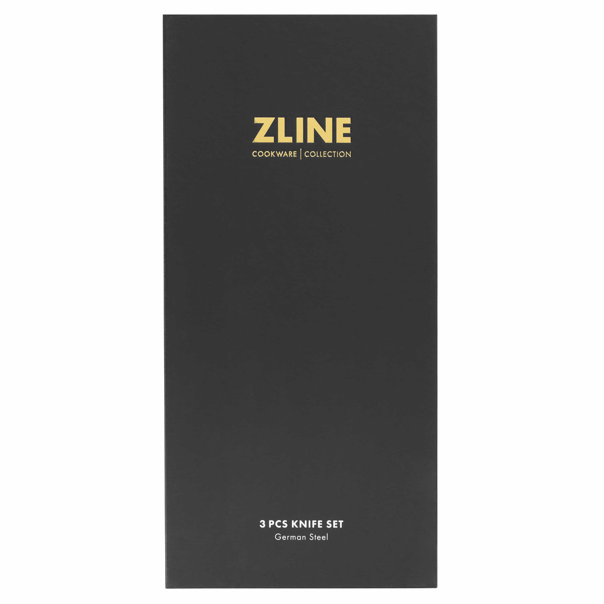 ZLINE 3 pcs knife set box, black with gold logo and German steel text