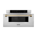 ZLINE Autograph Edition 30-Inch 1.2 cu. ft. Built-In Microwave Drawer in Stainless Steel Champagne Bronze Trim (MWDZ-30-CB)