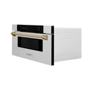 ZLINE Autograph Edition 30-Inch 1.2 cu. ft. Built-In Microwave Drawer in Fingerprint Resistant Satin Stainless Steel with Champagne Bronze Accents (MWDZ-30-SS-CB)