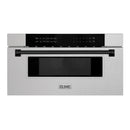 ZLINE Autograph Edition 30-Inch 1.2 cu. ft. Built-In Microwave Drawer in Fingerprint Resistant Satin Stainless Steel with Matte Black Accents (MWDZ-30-SS-MB)