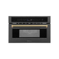 ZLINE Autograph Edition 30-Inch 1.6 cu ft. Built-in Convection Microwave Oven in Black Stainless Steel with Champagne Bronze Accents (MWOZ-30-BS-CB)