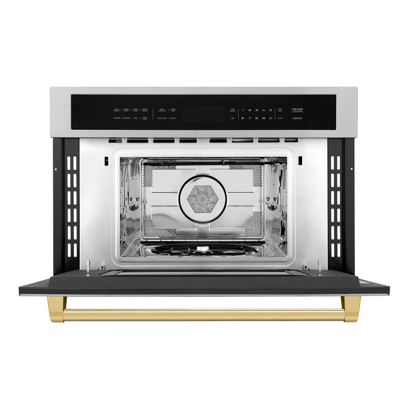 ZLINE Autograph Edition 30-Inch 1.6 cu ft. Built-in Convection Microwave Oven in Stainless Steel with Gold Accents (MWOZ-30-G)