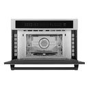 ZLINE Autograph Edition 30-Inch 1.6 cu ft. Built-in Convection Microwave Oven in Stainless Steel with Champagne Matte Black Accents (MWOZ-30-MB)