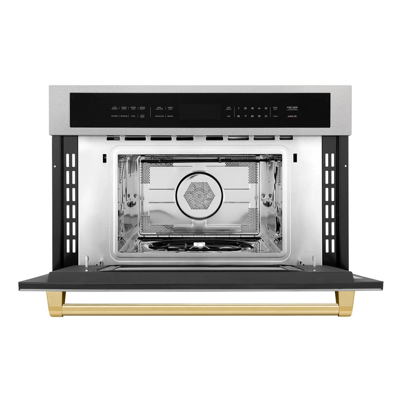 ZLINE Autograph Edition 30-Inch 1.6 cu ft. Built-in Convection Microwave Oven in Fingerprint Resistant Stainless Steel with Gold Accents (MWOZ-30-SS-G)