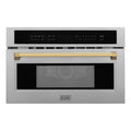 ZLINE Autograph Edition 30-Inch 1.6 cu ft. Built-in Convection Microwave Oven in Fingerprint Resistant Stainless Steel with Gold Accents (MWOZ-30-SS-G)