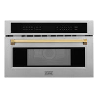 ZLINE Autograph Edition 30-Inch 1.6 cu ft. Built-in Convection Microwave Oven in Fingerprint Resistant Stainless Steel with Gold Accents (MWOZ-30-SS-G)