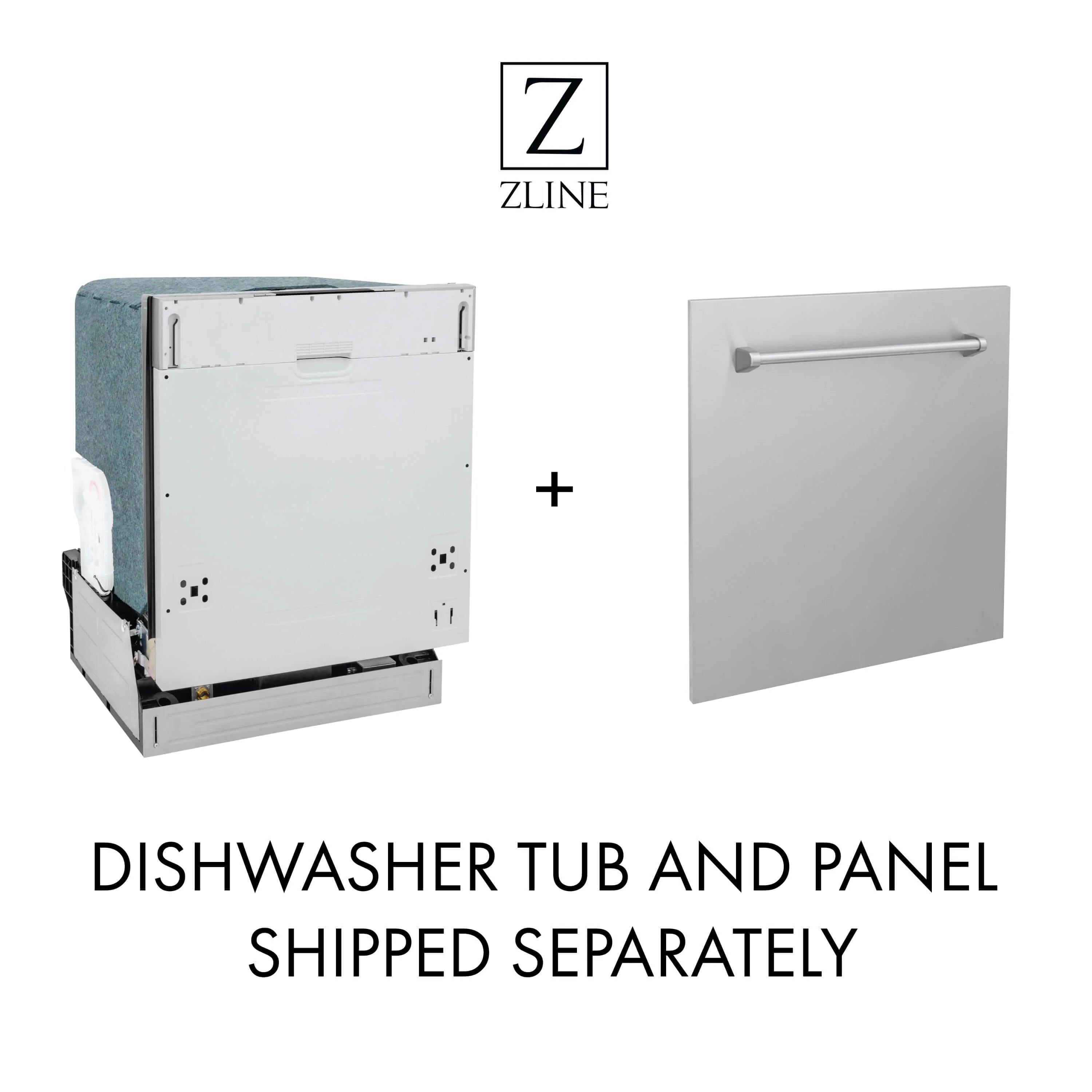 Dishwasher tub and door panel shown with ZLINE logo