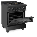 ZLINE 24-inch Legacy Series Dual Fuel Range with 4 Gas Brass Burners and 2.8 Cu.ft. Electric Oven in Black Stainless (RAB-BR-24)