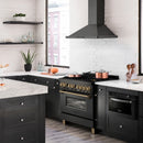 ZLINE Autograph Edition Package - 36-Inch Dual Fuel Range and Range Hood in Black Stainless Steel with Champagne Bronze Trim (2AKP-RABRH36-CB)
