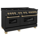 ZLINE Legacy Series Autograph Edition 60-inch Dual Fuel Range with Gas Stove and 7.4 Cu. Ft. Electric Oven in Black Stainless Steel with Champagne Bronze Accents (RABZ-60-CB)
