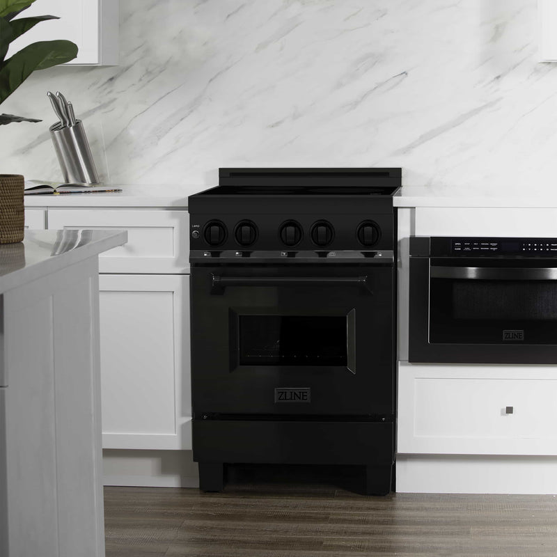ZLINE 24-Inch 2.8 cu. ft. Induction Range with a 3 Element Stove and Electric Oven in Black Stainless Steel (RAIND-BS-24)