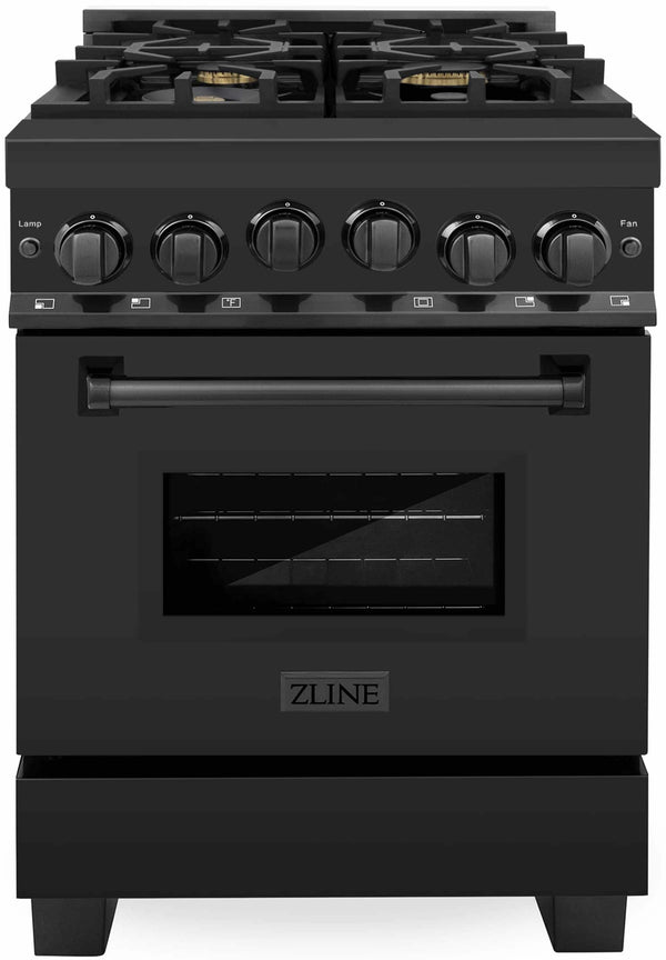 ZLINE 24-Inch 2.8 cu. ft. Range with Gas Stove and Gas Oven in Black Stainless Steel (RGB-BR-24)