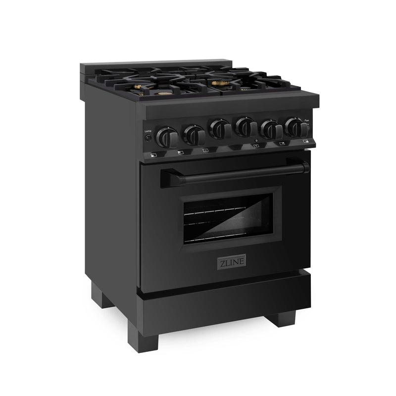 ZLINE 24-Inch 2.8 cu. ft. Range with Gas Stove and Gas Oven in Black Stainless Steel (RGB-BR-24)