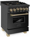 ZLINE Autograph Edition 24-Inch 2.8 cu. ft. Range with Gas Stove and Gas Oven in Black Stainless Steel with Champagne Bronze Accents (RGBZ-24-CB)