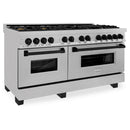 ZLINE Legacy Series Autograph Edition 60-inch Dual Fuel Range with Gas Stove and 7.4 Cu. Ft. Electric Oven in Fingerprint Resistant Satin Stainless Steel with Matte Black Accents (RASZ-SN-60-MB)