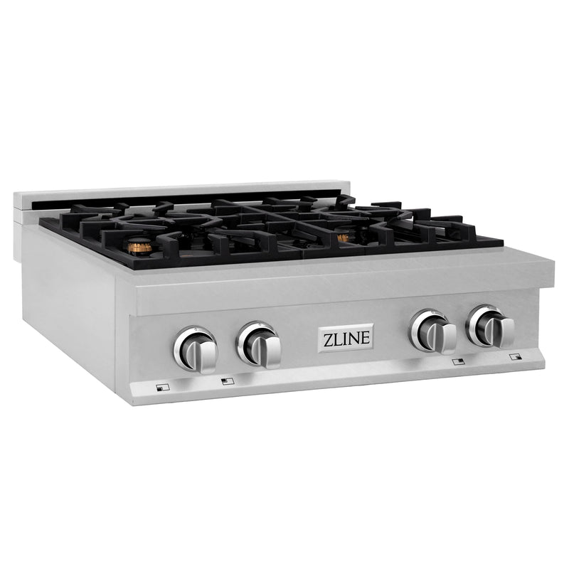 ZLINE 30-Inch Porcelain Gas Stovetop in DuraSnow® Stainless Steel with 4 Gas Brass Burners (RTS-BR-30)