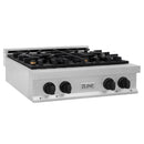 ZLINE Autograph Edition 30-Inch Porcelain Rangetop with 4 Gas Burners in Satin Stainless Steel with Matte Black Accents (RTSZ-30-MB)