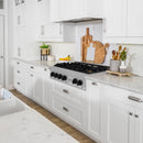 ZLINE Autograph Edition 36-Inch Porcelain Rangetop with 6 Gas Burners in Satin Stainless Steel and Matte Black Accents (RTSZ-36-MB)