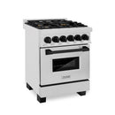 ZLINE Legacy Series Autograph Edition 24-inch Dual Fuel Range with Gas Stove and 2.8 Cu. Ft. Electric Oven in Fingerprint Resistant Satin Stainless Steel with Matte Black Accents (RASZ-SN-24-MB)