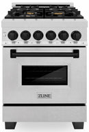 ZLINE Legacy Series Autograph Edition 24-inch Dual Fuel Range with Gas Stove and 2.8 Cu. Ft. Electric Oven in Fingerprint Resistant Satin Stainless Steel with Matte Black Accents (RASZ-SN-24-MB)