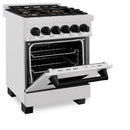 ZLINE Legacy Series Autograph Edition 24-inch Dual Fuel Range with Gas Stove and 2.8 Cu. Ft. Electric Oven in Fingerprint Resistant Satin Stainless Steel with Matte Black Accents (RASZ-SN-24-MB)