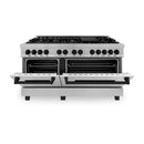 ZLINE Legacy Series Autograph Edition 60-inch Dual Fuel Range with Gas Stove and 7.4 Cu. Ft. Electric Oven in Fingerprint Resistant Satin Stainless Steel with Matte Black Accents (RASZ-SN-60-MB)