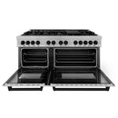ZLINE Legacy Series Autograph Edition 60-inch Dual Fuel Range with Gas Stove and 7.4 Cu. Ft. Electric Oven in Fingerprint Resistant Satin Stainless Steel with Matte Black Accents (RASZ-SN-60-MB)