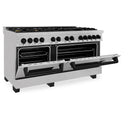 ZLINE Legacy Series Autograph Edition 60-inch Dual Fuel Range with Gas Stove and 7.4 Cu. Ft. Electric Oven in Fingerprint Resistant Satin Stainless Steel with Matte Black Accents (RASZ-SN-60-MB)