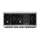 ZLINE Legacy Series Autograph Edition 60-inch Dual Fuel Range with Gas Stove and 7.4 Cu. Ft. Electric Oven in Fingerprint Resistant Satin Stainless Steel with Matte Black Accents (RASZ-SN-60-MB)