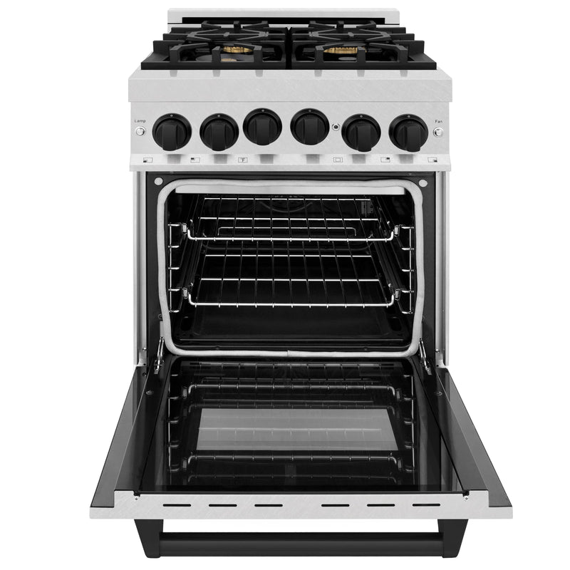 ZLINE Autograph Edition 24-Inch 2.8 cu. ft. Range with Gas Stove and Gas Oven in DuraSnow® Stainless Steel with Matte Black Accents (RGSZ-SN-24-MB)