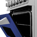 ZLINE 24-inch Legacy Series Dual Fuel Range with Gas Stove and 2.8 Cu. Ft. Electric Oven in Fingerprint Resistant Satin Stainless Steel with Blue Matte Door (RAS-BM-24)