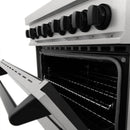 ZLINE Legacy Series Autograph Edition 30-inch Dual Fuel Range with Gas Stove and 4.0 Cu. Ft. Electric Oven in Fingerprint Resistant Satin Stainless Steel with Matte Black Accents (RASZ-SN-30-MB)