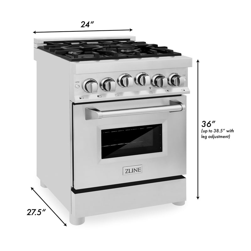 ZLINE 24-Inch Gas Range with 2.8 cu. ft. Gas Oven and Gas Cooktop with Griddle in Stainless Steel (RG-GR-24)