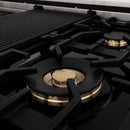 ZLINE Autograph Edition 48-Inch Porcelain Rangetop with 7 Gas Brass Burners in Stainless Steel and Matte Black Accents (RTZ-48-MB)