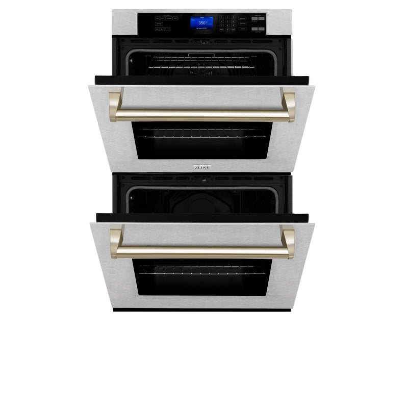 ZLINE 30-Inch Autograph Edition Double Wall Oven with Self Clean and True Convection in Fingerprint Resistant Stainless Steel and Gold (AWDSZ-30-G)