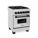 ZLINE Legacy Series Autograph Edition 24-inch Dual Fuel Range with Gas Stove and 2.8 Cu. Ft. Electric Oven in Stainless Steel with Matte Black Accents (RAZ-24-MB)